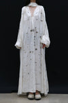 Mutedance 24 Autumn and Winter Wear Scarf Flower Dye Long Dress MD-MD24FW106-hoary